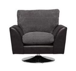 Riley Fabric and Leather Effect Chair - Black and Grey